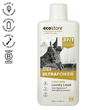 ecostore ランドリーリキッド ウルトラパワー 925mL エコストア 洗剤 液体洗剤 洗濯洗剤 頑固な汚れ シミ 泥汚れ 酵素洗剤