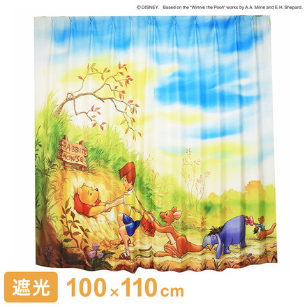 MORIPiLO ディズニー 遮光カーテン 幅100x110cm丈 2枚組 くまのプーさん