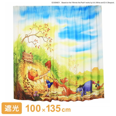 MORIPiLO ディズニー 遮光カーテン 幅100x135cm丈 2枚組 くまのプーさん