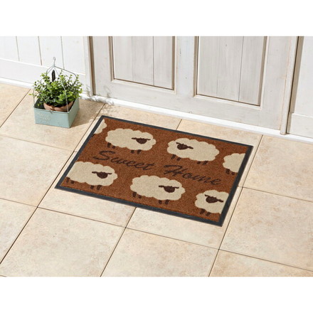 泥落とし屋外玄関マットひつじ柄S 42x55cm マット 敷き物 敷物 かわいい