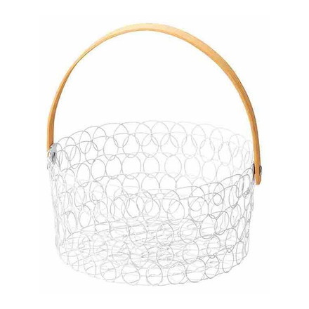 ちどり産業 ワイヤーバスケット手付き かご おしゃれ ホワイト