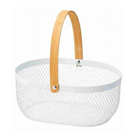 ちどり産業 ワイヤーバスケット手付き かご おしゃれ ホワイト