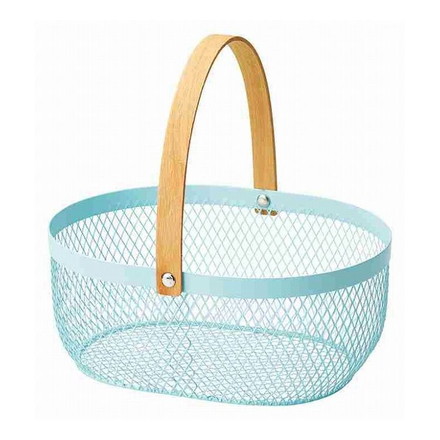 ちどり産業 ワイヤーバスケット手付き かご おしゃれ ブルー