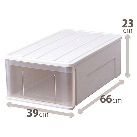 天馬 たっぷり収納ケース 66M ホワイト 幅39×奥行66×高さ23cm 収納ボックス 引き出し 衣装ケース プラスチック 衣類 洋服 クローゼット 押し入れ 収納