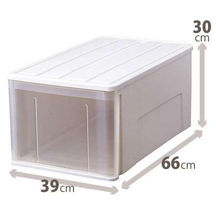 天馬 たっぷり収納ケース 66L ホワイト 幅39×奥行66×高さ30cm 収納ボックス 引き出し 衣装ケース プラスチック 衣類 洋服 クローゼット 押し入れ 収納