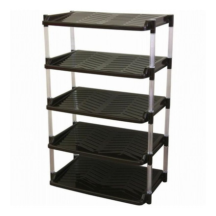 平和工業 クリスタルシューズラック ワイド5段 ブラウン