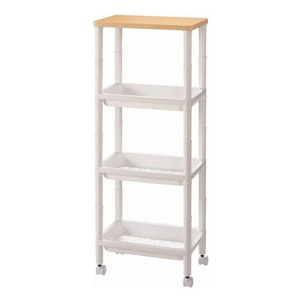 不動技研 ウッドテーブルワゴン ホワイト F2503 サイド ワゴン