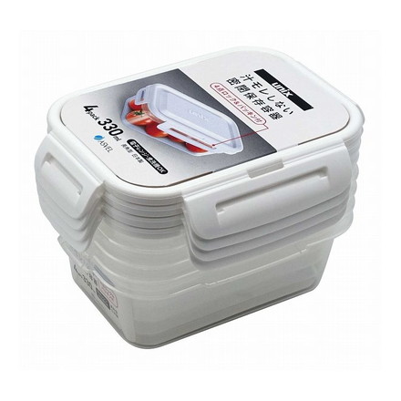 【2個セット】 タイトロック 長角S ホワイト 4点ロック パッキン付き 電子レンジOK 食洗機OK 日本製3707