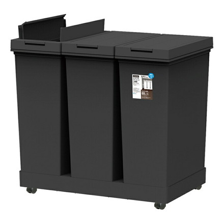 アスベル 棚下で使える プッシュダストボックス 3分別ワゴン 20L×3 ブラック