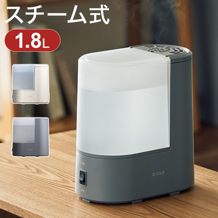 スチーム加湿器 1.8L コンパクト シンプル 一人暮らし アロマ 空焚き防止 ERU MOIST LITE エルモイストライト QUADS QS548 アイボリー