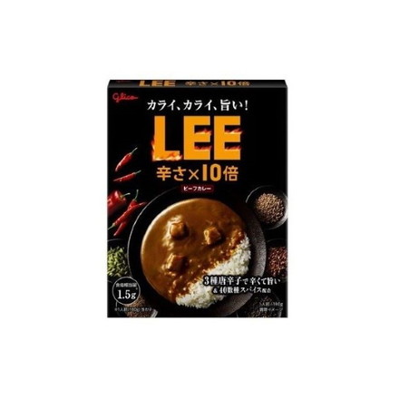 【10個セット】 江崎グリコ ビーフカレーLEE辛さx10倍 180g