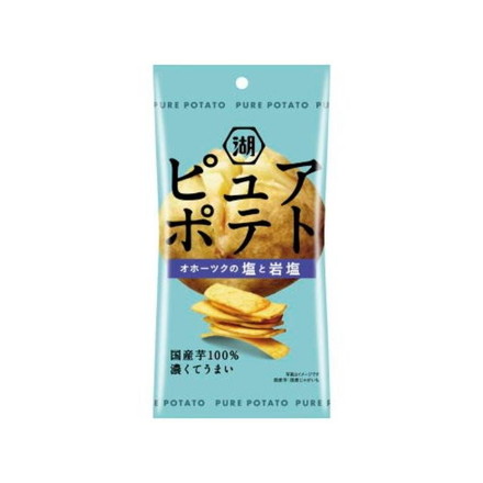 【単品24個セット】 湖池屋 スリムパック ピュアポテト 厚切りオホーツク塩と岩塩 32g