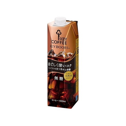 【単品6個セット】 KEY 香ばしく深いコク無糖リキッド コーヒー 1L