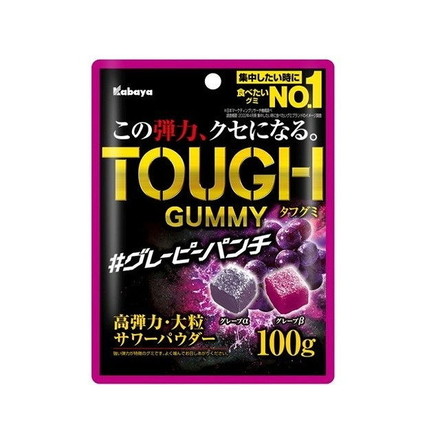 【6個セット】 カバヤ タフグミ グレーピーパンチ 100g x6 まとめ買い まとめ売り お徳用 大容量 セット販売