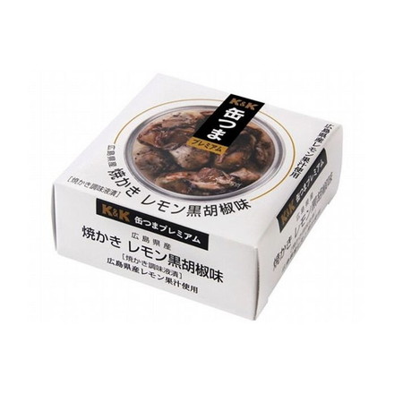 【6個セット】 K&K 缶つま 広島県産 焼かきレモン黒胡椒味 70g x6コ