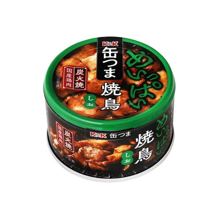 【単品6個セット】 K&K 缶つま めいっぱい焼鳥炭火焼 塩 135g