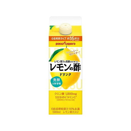 【単品12個セット】 ポッカサッポロ レモン果汁を発酵させて作った酢 500mlx12 まとめ買い まとめ売り お徳用 大容量 セット販売