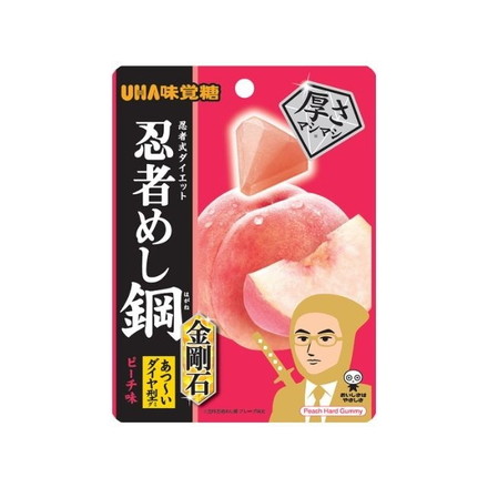 【単品10個セット】 UHA味覚糖 忍者めし鋼 金剛石 ピーチ味 45g