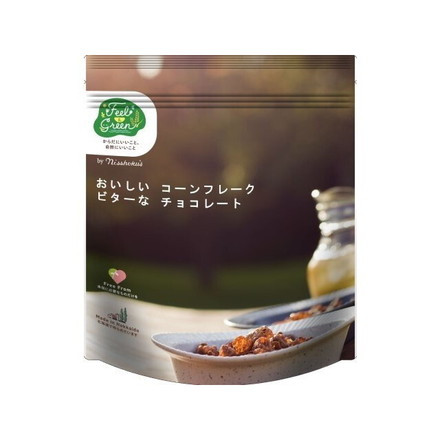 【単品4個セット】 日食 Feel&Green コーンフレークビターなチョコレート 140g