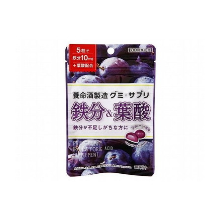 【6個セット】 養命酒製造 グミXサプリ 鉄分&葉酸 40g x6コ