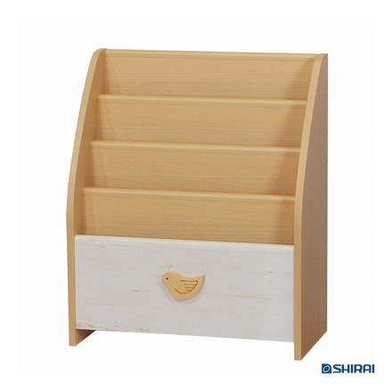 白井産業 ランドキッズ 収納箱付き 絵本ラック キャスター付き 収納 えほん 絵本置き かわいい ナチュラル シンプル