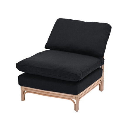 ソファ ソファー ブラック カウチソファ 1人掛 一人掛け 1P 脚付 籐 ラタン クッション センター セット