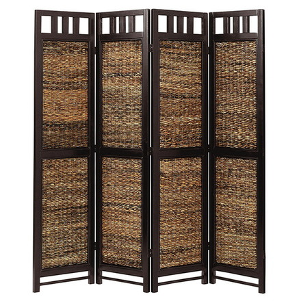 バナナリーフ スクリーン 4連 パーテーション 間仕切り 目隠し 完成品 組み立て不要 仕切り 衝立 ついたて 寝室