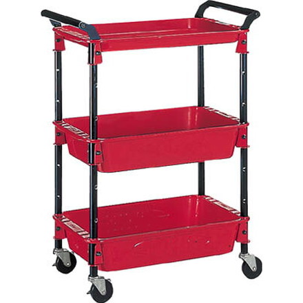 TRUSCO ツールワゴンロイヤル 654X361X887 深2浅1 赤【TWR-2 R】(ツールワゴン・ボルト式ワゴン)