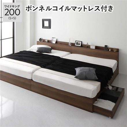 ベッド 収納付き 連結 引き出し付き キャスター付き 木製 棚付き 宮付き コンセント付き