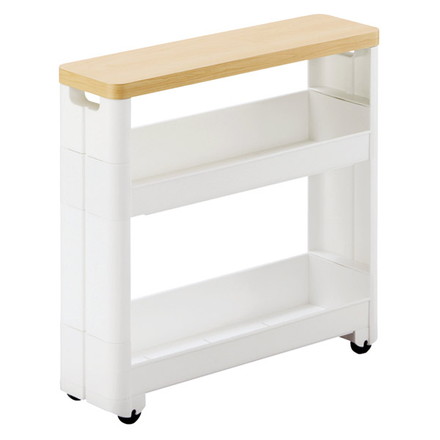 不動技研 キッチン収納 スマートワゴン Fit 幅12.5cm 奥行キ45cm サニタリー3段 ホワイト F2549