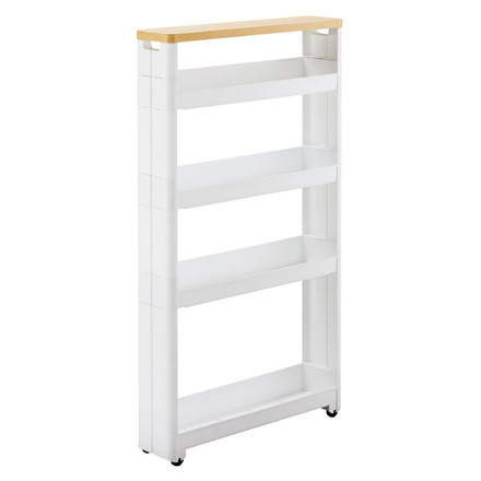 不動技研 キッチン収納 スマートワゴン Fit 幅12.5cm 奥行キ55 5段 ホワイト F2543