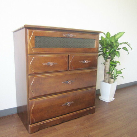 【ベルク】チェスト 幅80cm(ラバーウッド・ブラウン)