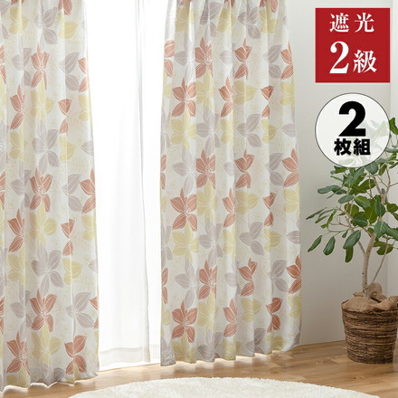 遮光カーテン 2枚セット カーテン 遮光2級 遮光カーテン 2級遮光カーテン 形状記憶加工 プリーツ フェミニン 幅100×丈135cm2枚組