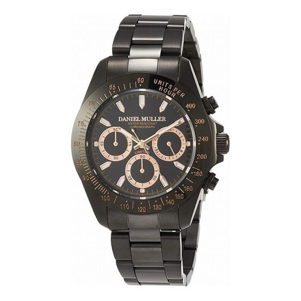 ダニエル・ミューラー DANIEL MULLER 腕時計 DM-2027BKP ブラック×ピンクゴールド