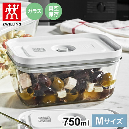 フレッシュ&セーブ 真空保存容器 ガラスコンテナ M 750ml 追加コンテナ 追加購入 密閉 鮮度長持ち 5倍長持ち 湿気 酸化防止 真空調理 ガラス容器 保存容器 冷凍 冷蔵 ツヴィリング