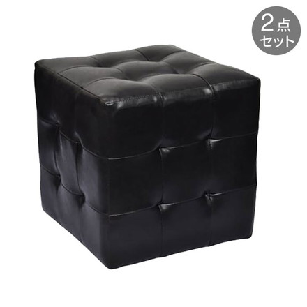 vidaXL キューブ型 スツール ブラック 家具 テーブル ベッドサイドテーブル