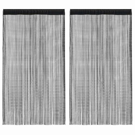 vidaXL ストリングカーテン 2点 140x250cm ブラック ホーム&ガーデン デコレーション 窓用品