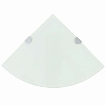 vidaXL コーナーシェルフ クローム棚受け付き ガラス製 ホワイト 25x25cm家具 棚 壁面収納棚・壁面ラック