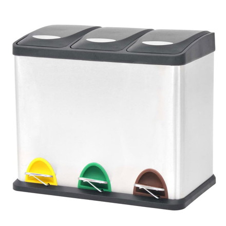 vidaXL ペダル式分別ごみ箱 ステンレススチール製 24L 家事用品 ごみ入れ ごみ箱