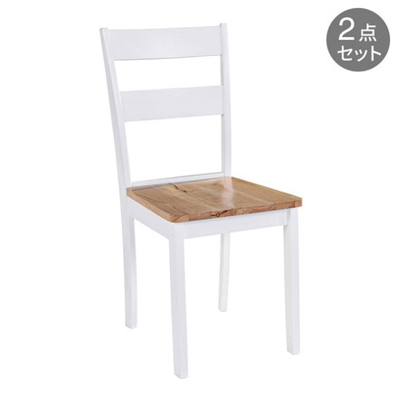 vidaXL ダイニングチェア 2点ホワイトゴム無垢材 家具 チェア キッチン ダイニングルームチェア