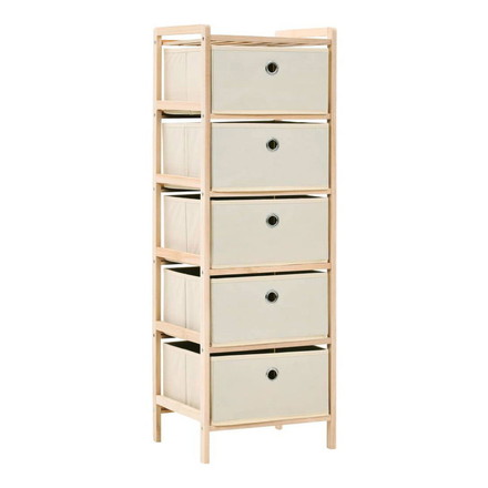 vidaXL 収納ラック 布製バスケット5点付き 杉 ベージュ 家具 キャビネット 収納 収納キャビネット