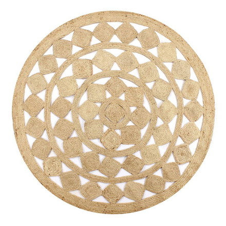 vidaXL 手作りラグ ジュート素材 網状 90cm デコレーション ラグ