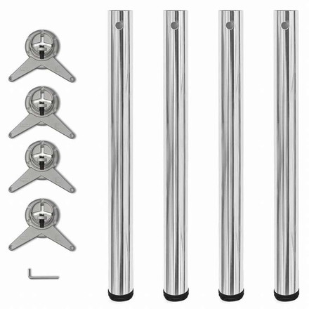 vidaXL テーブル脚 4点 高さ調節可能 クローム 710mm家具 テーブル用品 テーブル脚