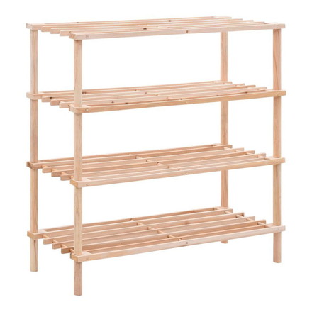 vidaXL 4段シューズラック モミ無垢材 家事用品 収納 オーガナイザー 衣類 ワードローブ収納 シューズラック 整理収納