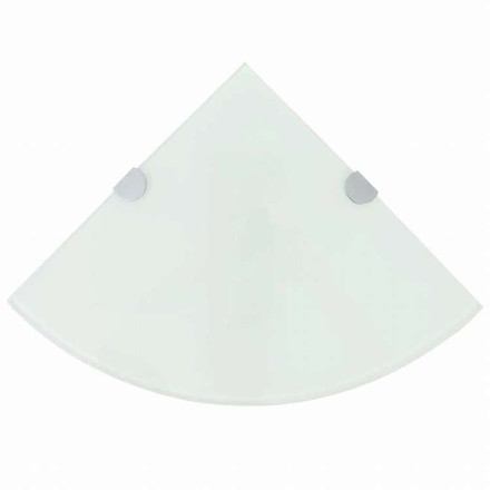 vidaXL コーナーシェルフ 2点 クロームサポート付き ガラス ホワイト 25x25 cm家具 棚 壁面収納棚・壁面ラック