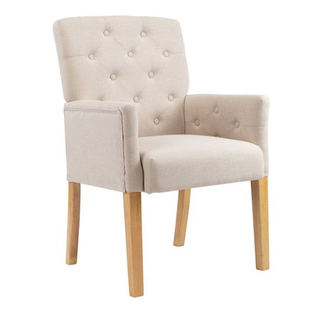 vidaXL ダイニングチェア アームレスト付き ベージュ ファブリック家具チェアキッチン・ダイニングルームチェア