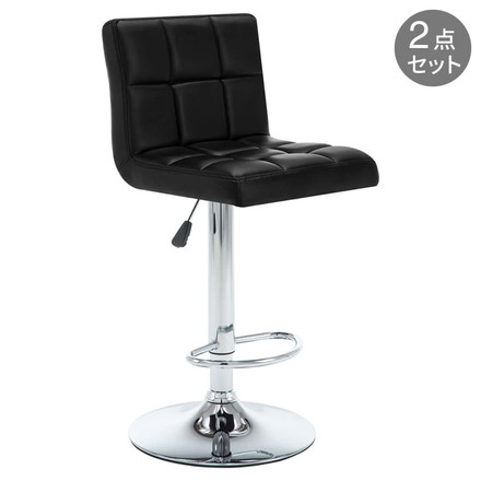 vidaXL バースツール 2点 合成皮革製 ブラック 家具 チェア テーブル バースツール