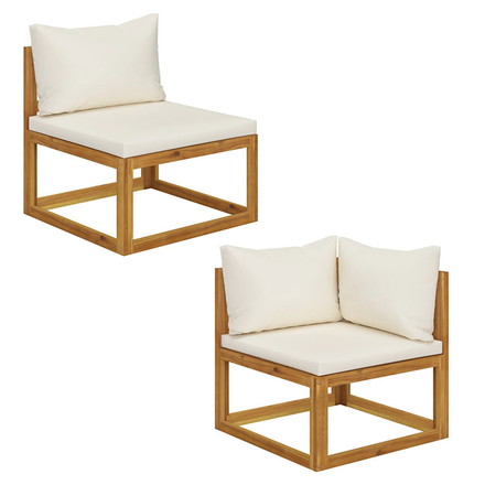 vidaXL ソファセット 2点 クリームホワイトクッション付き