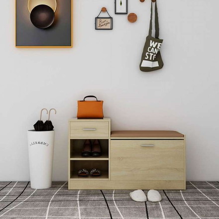 vidaXL シューズベンチ ソノマオーク 94.5x31x57cm エンジニアリングウッドホーム&ガーデン 家事用品