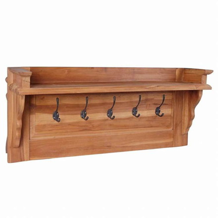 vidaXL 壁掛けコートラック 80x16.5x35 cm チーク無垢材ホーム&ガーデン デコレーション コート・帽子用ラック